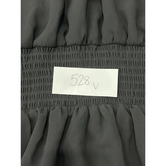 Japna Sleeveless Black Smocked Ruffle Hem Top Shirred Neck Lightweight Size S - Picture 7 of 8